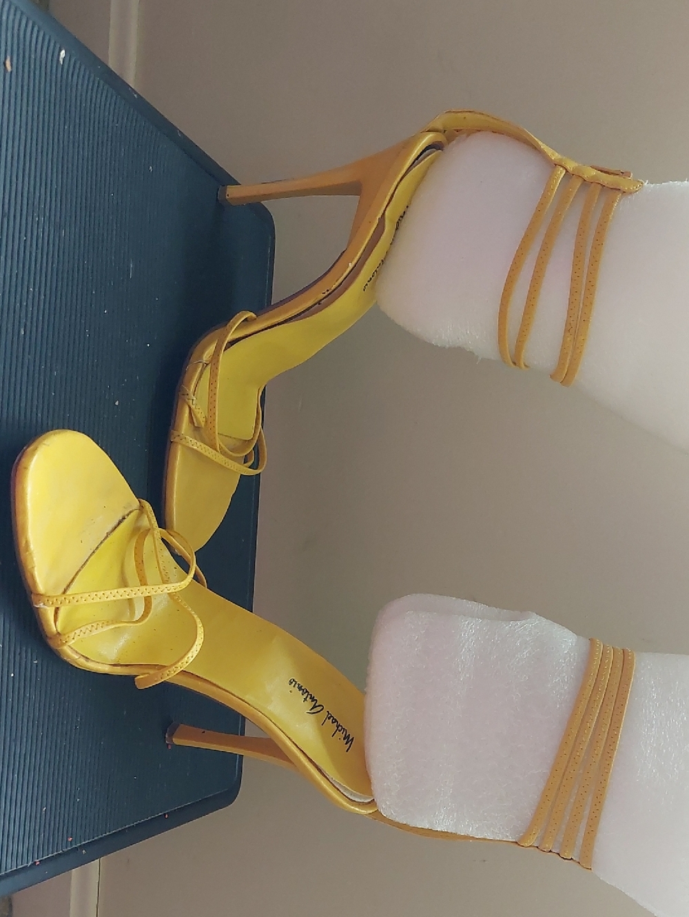 Yellow Strappy Stiletto Sandals - Women